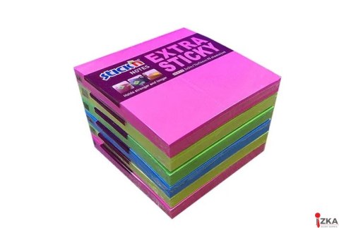 Notes samoprzylepny EXTRA STICKY 76x76mm 4 kol.neon/90 kart. 6szt. STICK`N 21679