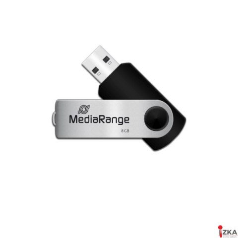 Pamięć Pendrive MediaRange 8GB USB 2.0, obracany, srebrno-czarny, MR908