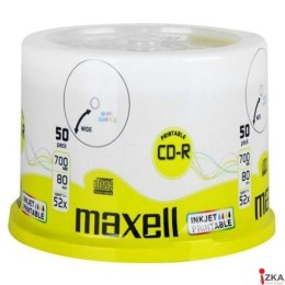 Płyta MAXELL CD-R 700MB 52x (50szt) PRINTABLE, white, do nadruku, cake 624006