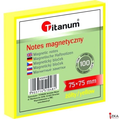 Notes elektrostatyczny 75x75mm 100k żółty 456959 TITANUM bloczek