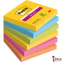 Bloczek samoprzylepny POST-IT Super Sticky,, 76x76mm, 6x90 kart., CARNIVAL