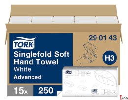 Ręcznik składny Universal ZZ biały 2 warstwy 3750 szt./kart H3 TORK 290143, 15x250