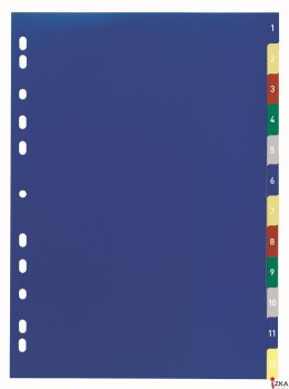 Przekładki PP A4, kolorowe indeksy, 1-12 Pięciokolorowy 675027 DURABLE