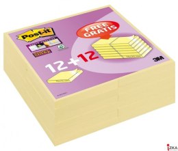 Bloczek samoprzylepny POST-IT_ Super Sticky (654SSCYP12+12), 76x76mm, 12+12x90 kart., żółty, 3M-UU001601150