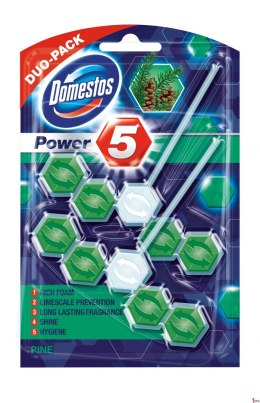 DOMESTOS Zawieszka do toalety POWER5 DUO PINE 7x2x55g 24325