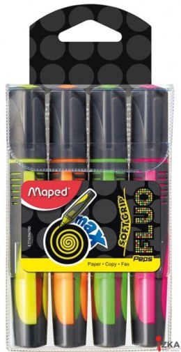 Zakreślacz FLUO PEPS max mix kolorów 4szt etui pud. z zaw. MAPED 742947