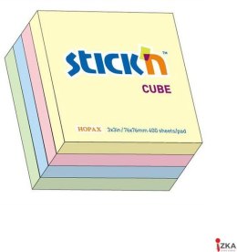 Bloczek STICKN 76x76mm 400k mix 4 kolory pastelowe 21013