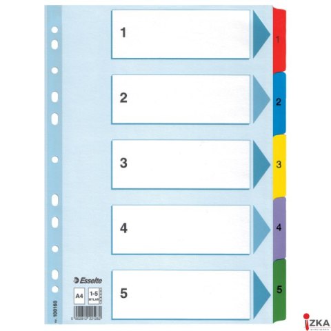 Przekładki kartonowe MYLAR A4 1-5 100160 białe ESSELTE