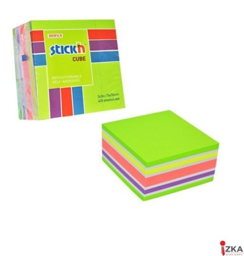 Bloczek STICKN 76x76mm 400k mix zielony/żółty/różowy 21537