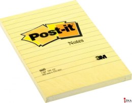 Bloczek samoprzylepny POST-IT w linię (660), 102x152mm, 1x100 kart., żółty