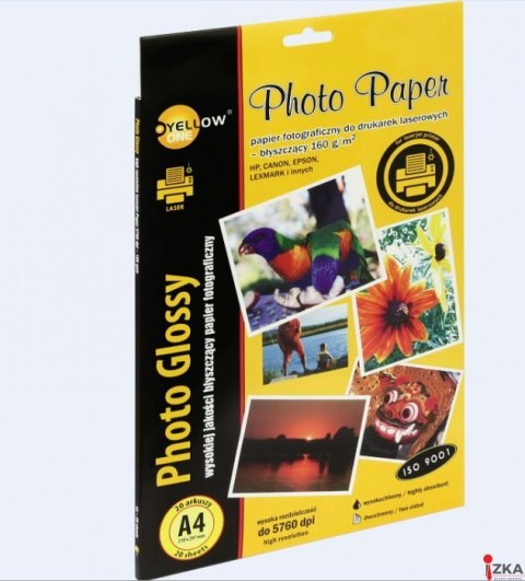 Papier fotograficzny laser błyszczący, 160 g/m, A4 20 arkuszy YELLOW ONE 150-1377