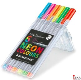 Cienkopis triplus, trójkątny, 0.3 mm, 6 kol. NEON w etui box, Staedtler S 334 SB6CS3