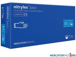 Rękawice nitrylowe bezpudrowe diagnostyczne MERCATOR, nitrylex basic, (100 szt.), rozmiar M, niebieskie