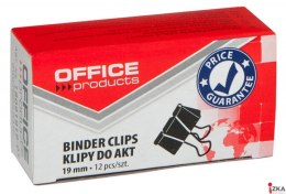 Klipy do dokumentów , 19mm, 12szt., czarne, typu OFFICE PRODUCTS 18091919-05