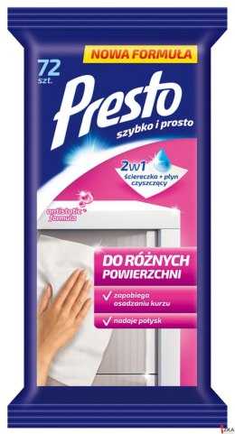 PRESTO Ściereczki nawil.do różnych powierzchni 2w1 72 szt. 11477