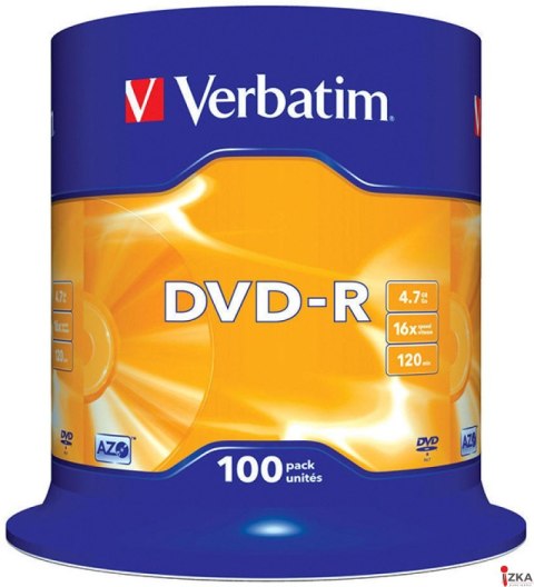 Płyta DVD-R VERBATIM CAKE(100) Matt Silver 4.7GB x16 43549