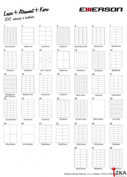 Etykiety A4 100x30mm (100) białe 009 eta4100x030w EMERSON