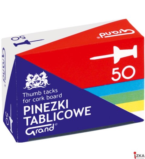 Pinezki tablicowe op-50szt. kolorowe GRAND 110-1657 beczułki