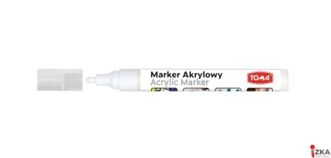 Marker akrylowy, fibrowa końcówka okrągła 2-5mm, biały TO-402 Toma