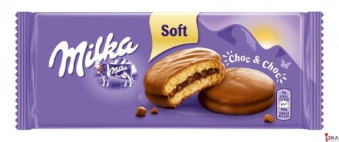 Ciastka MILKA CHOC&CHOC biszkoptowe z nadzieniem kakaowym i kawałkami czekolady 150g