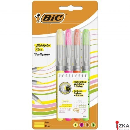 Zakreślacze BIC Highlighter Flex mix AST Etui 4szt, 950470