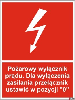 Naklejka Przeciwpożarowy wyłącznik prądu