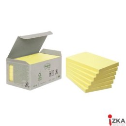 Ekologiczne karteczki samoprzylepne Post-it_ z certyfikatem PEFC Recycled, Żółte, 76x76mm, 6 bloczków po 100 karteczek,