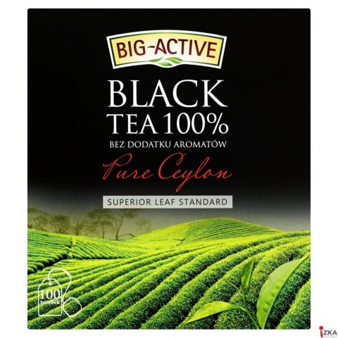 Herbata BIG-ACTIVE PURE CEYLON, 100 torebek x2g z zawieszką czarna